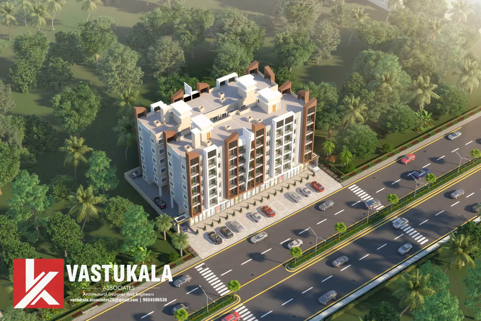 Aerial design visualization of a multi-storey apartment development at Ghansoli, Navi Mumbai