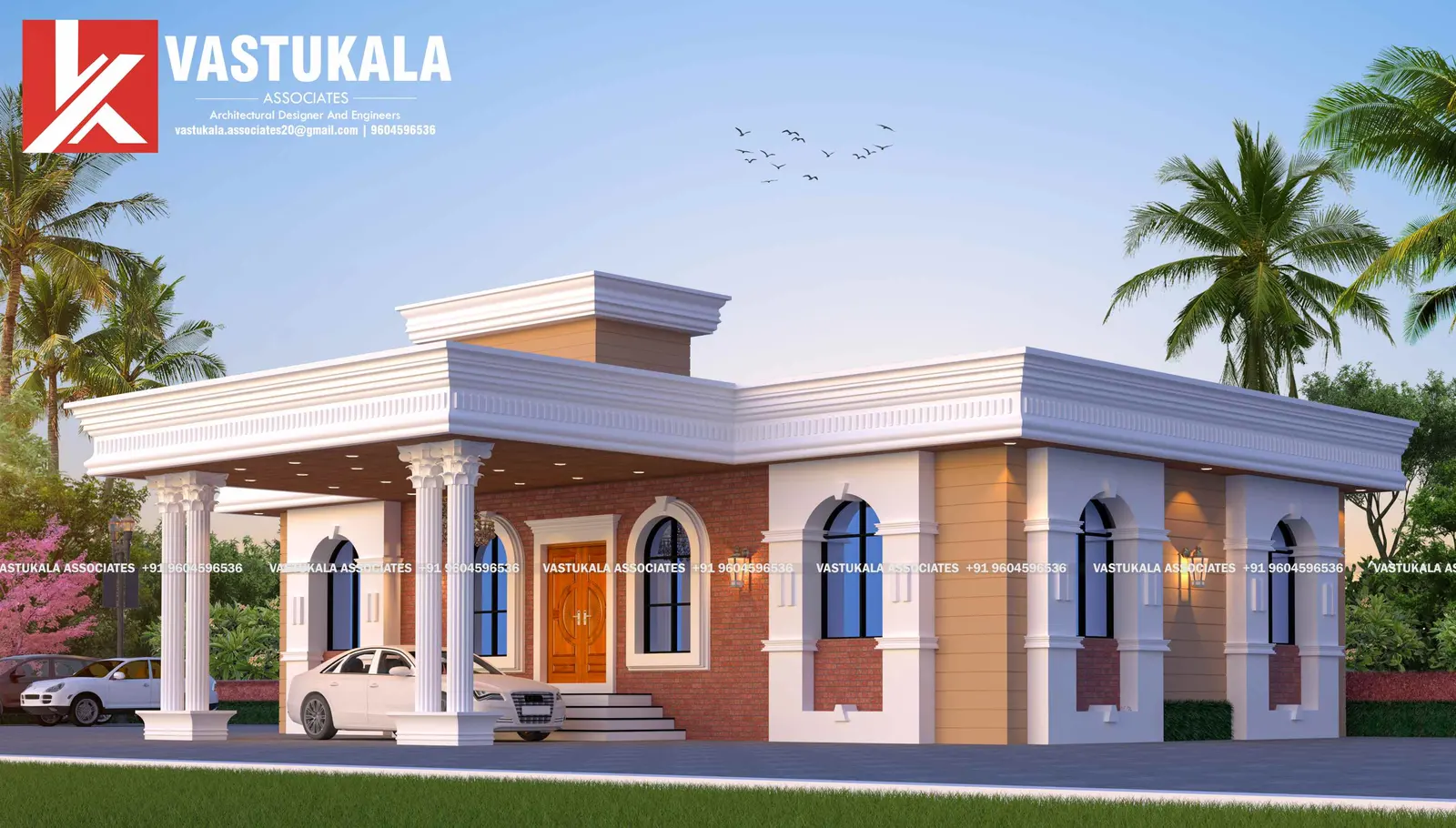Design visualization of a classical bungalow at Karde, Shirur by Vastukala Associates