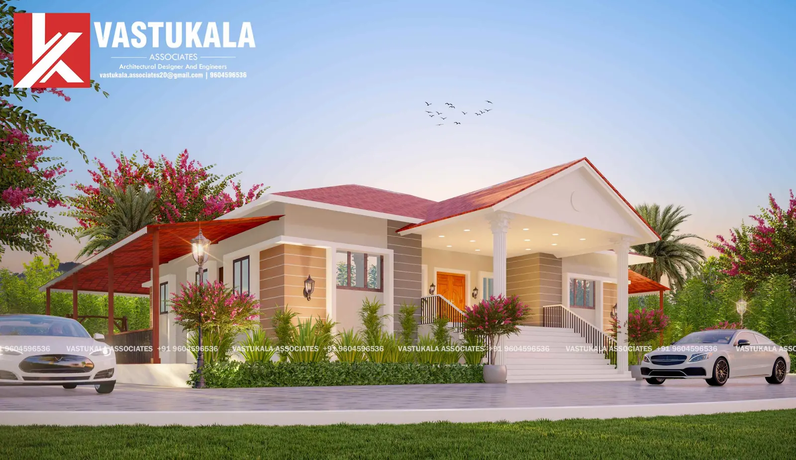 Design visualization of a bungalow with terrace garden at Shikrapur